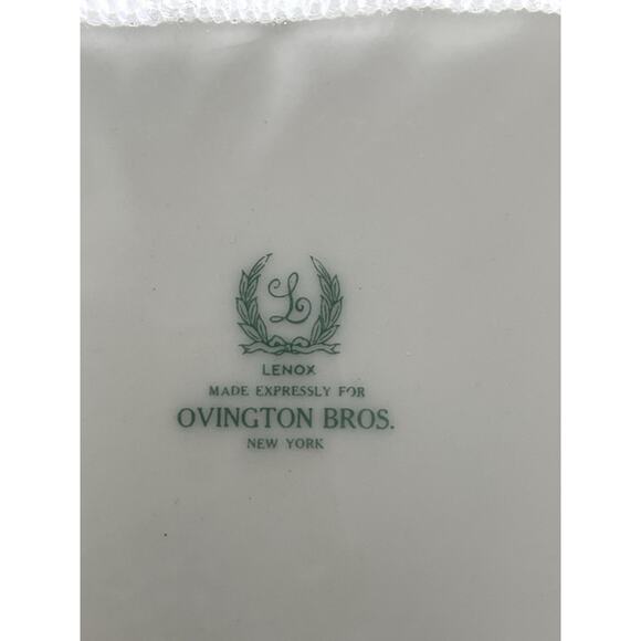 Set 5 Lenox Tuxedo Dinner Plates Gold Rim J-33 Ovington Bros Green Backstamp - Picture 13 of 16